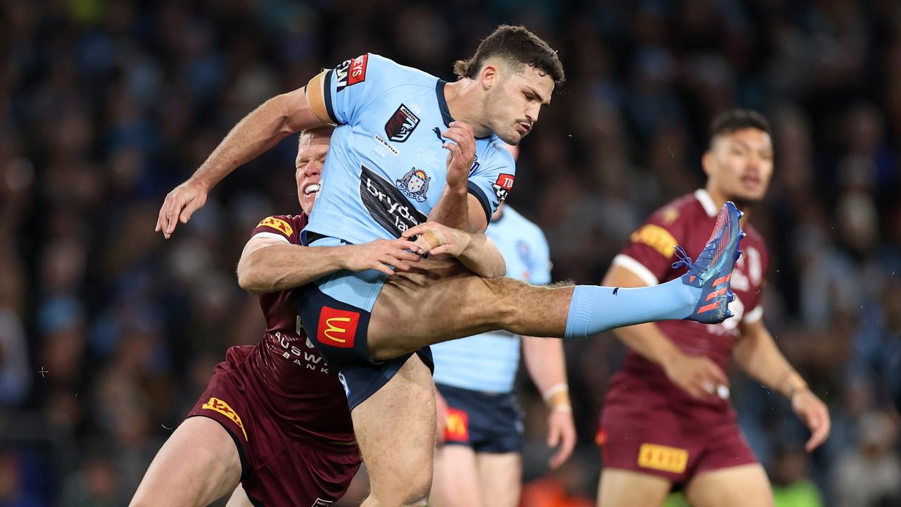 Nathan Cleary was kept quiet by the Maroons in Origin I. Picture: Cameron Spencer/Getty Images