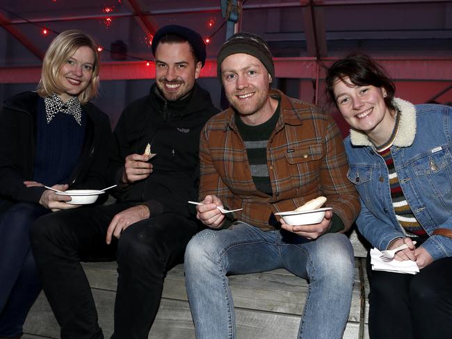 Winter Feasters, from left, Rebecca Balfour-Lindsay, Jake Lindsay, Ben Zeeman and Alison Farrar, all from Melbourne.