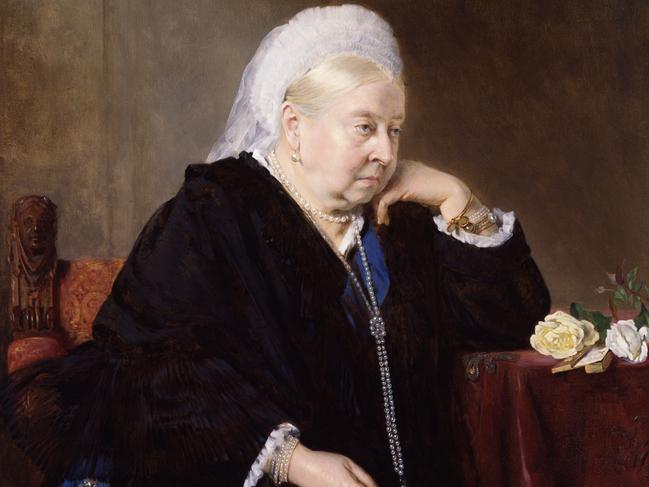 Queen Victoria by Bertha Müller, after Heinrich von Angeli, 1900 showing the monarch in mourning cap and black gown.