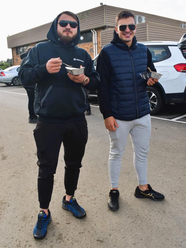 West Gippsland league grand final match 2024 — Phillip Island Bulldogs V Nar Nar Goon "The Goon" Football Club at Garfield Recreation Reserve on September 14, 2024: Muhammed and Illias. Picture: Jack Colantuono