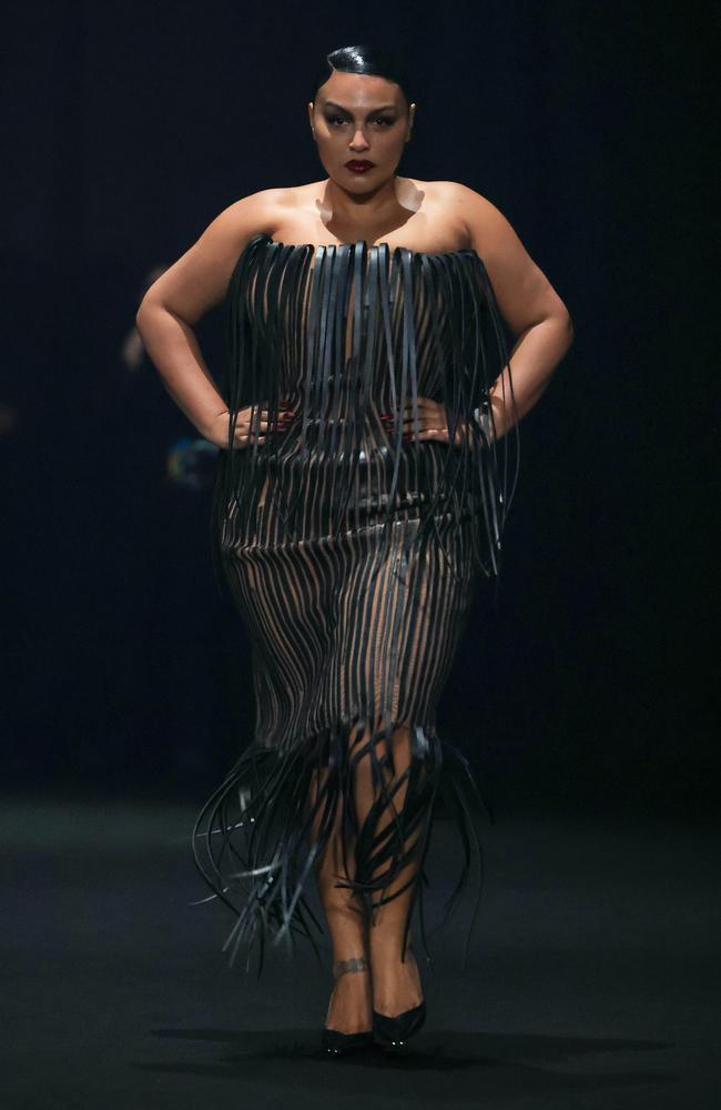 Paloma Elsesser walks the runway during the Mugler Womenswear AW24 show during Paris Fashion Week. Picture: Pascal Le Segretain/Getty Images