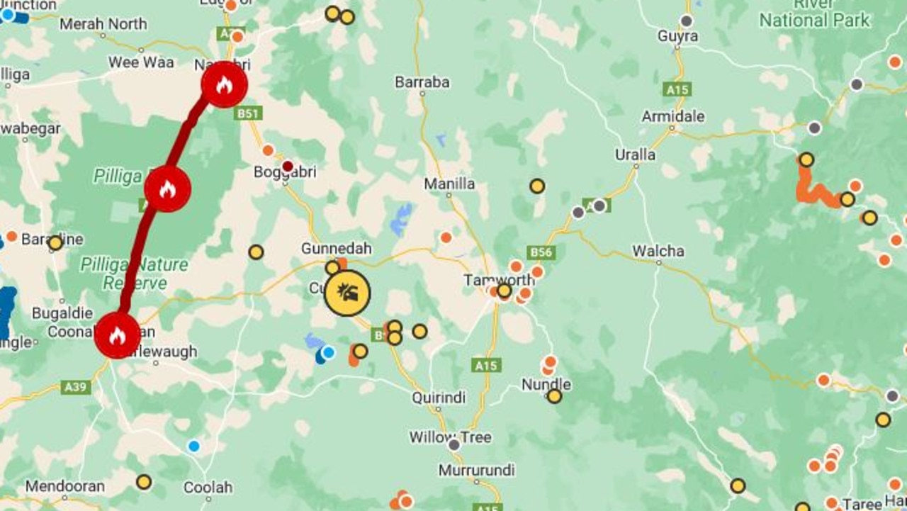Three people are dead after a car crashed on the Kamilaroi Highway south of Gunnedah. Picture: Live Traffic