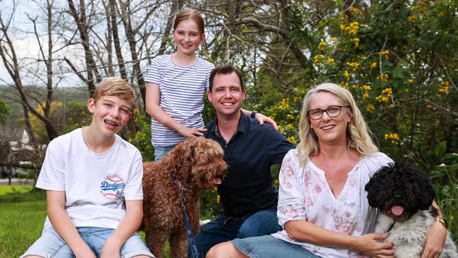 Paul and Mara Morrison, from Waterfall, with their two children, Jacob, 13, and Gabi, 11. Picture: Justin Lloyd.