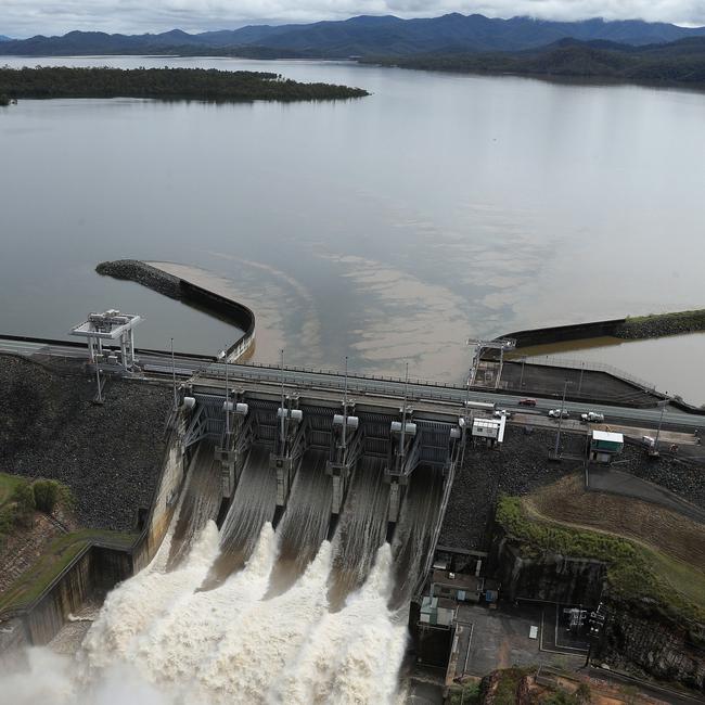 Water is released from Wivenhoe Dam in 2022.