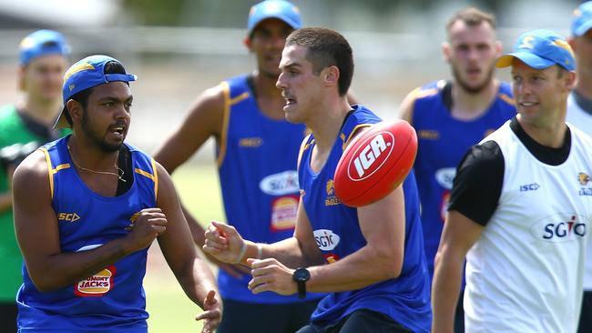 West Coast excitement machine, Willie Rioli, left, at training.