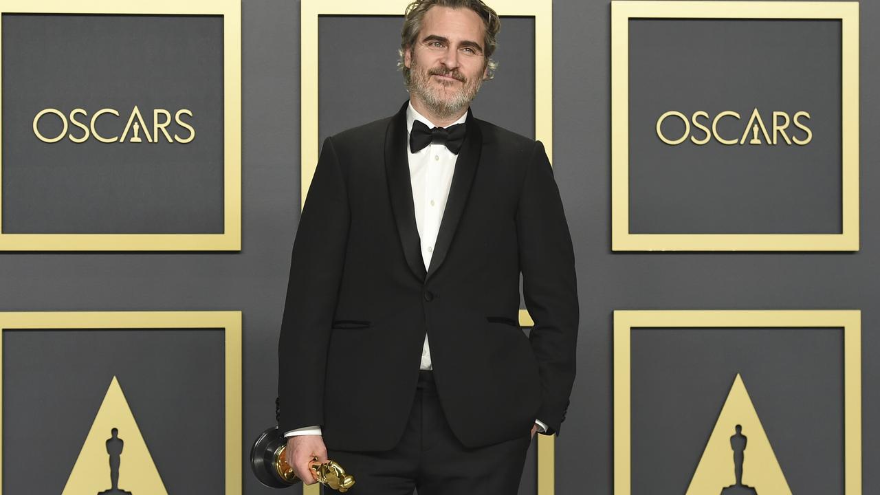 Joaquin Phoenix, winner of the award for best performance by an actor in a leading role for "Joker", poses in the press room at the Oscars on Sunday, Feb. 9, 2020, at the Dolby Theatre in Los Angeles. (Photo by Jordan Strauss/Invision/AP)