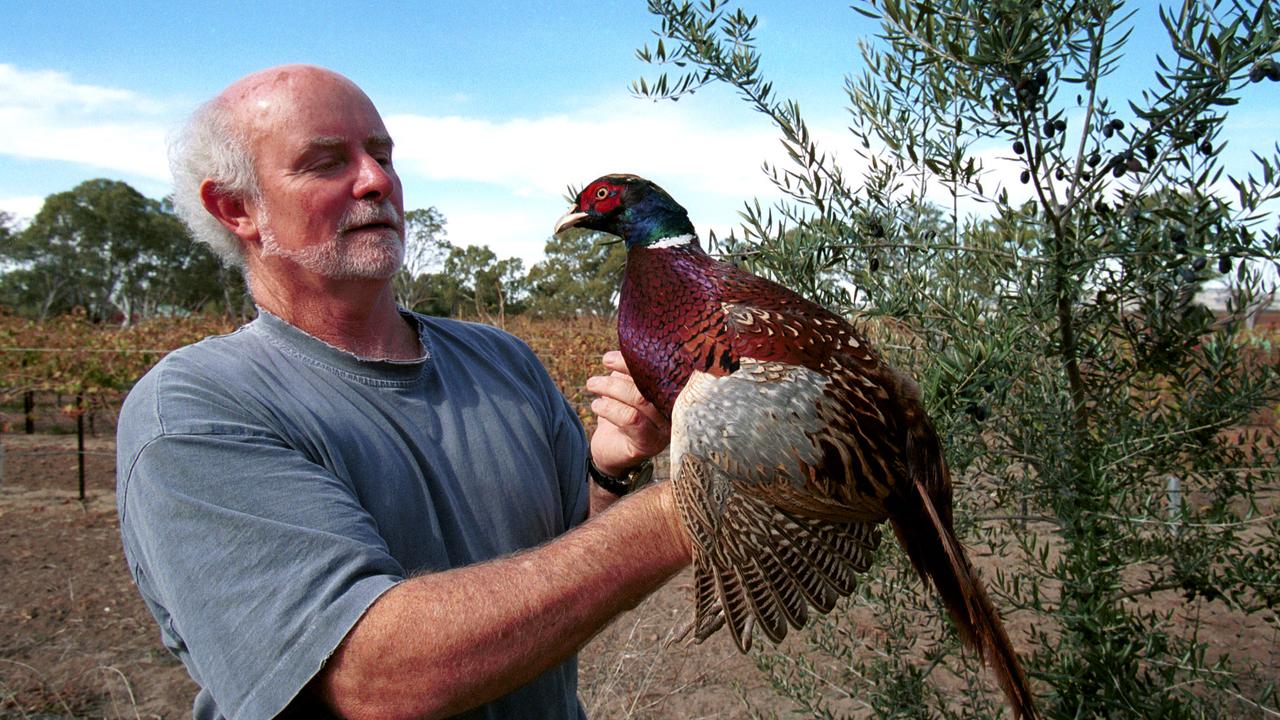 Colin Beer holding a pheasant in May, 2001.