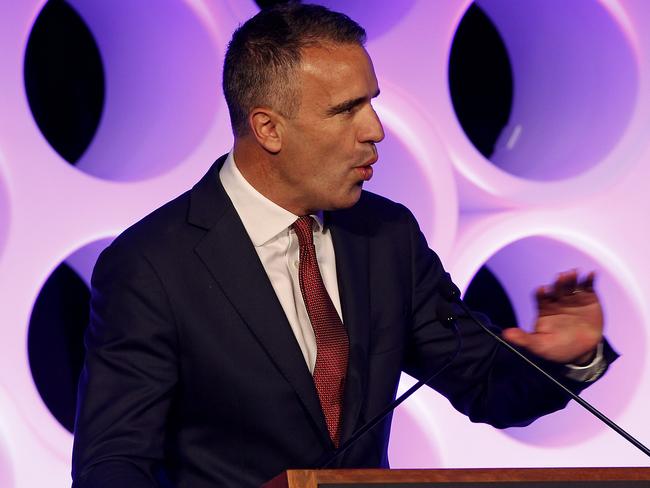 SYDNEY, AUSTRALIA - NewsWire Photos OCTOBER 10 , 2024:   South Australian Premier Peter Malinauskas speaks at the  Social Media Summit at ICC Darling Harbour Sydney.  Picture: NewsWire / John Appleyard