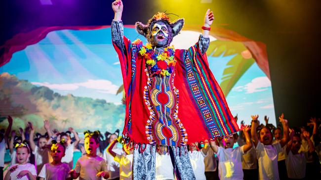 Students from Calvary Christian College performing in Madagascar: A Musical Adventure Jr.