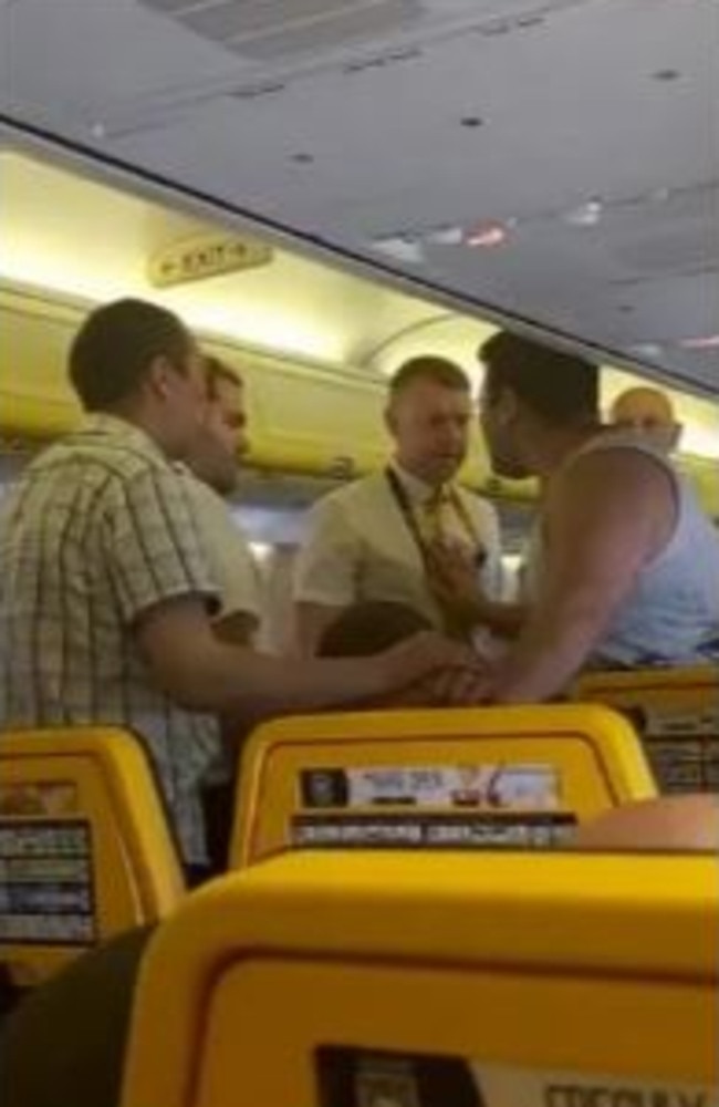 Video shows the passenger allegedly confronting staff.