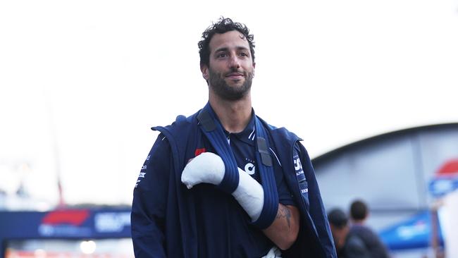 Daniel Ricciardo is out of action with a broken hand. (Photo by Dean Mouhtaropoulos/Getty Images)