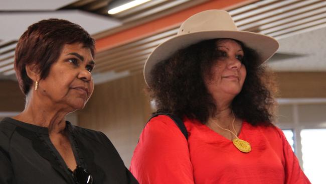Labor Lingiari member Marion Scrymgour and federal minister for Indigenous Australians Malarndirri McCarthy. Picture: Gera Kazakov