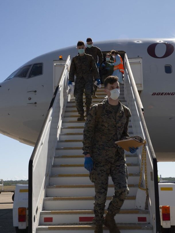 US Marines getting off a flight in Darwin. Picture: Facebook