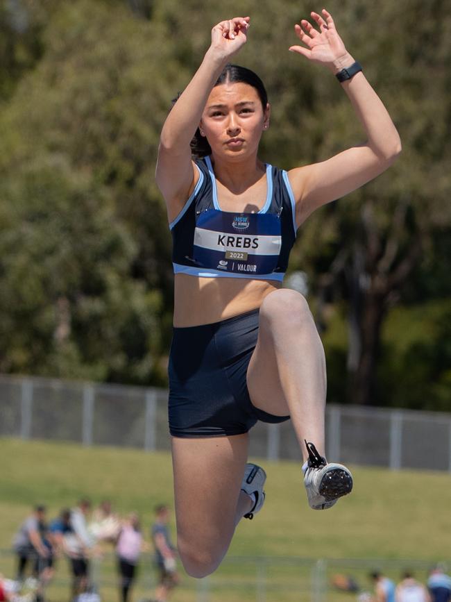 An athlete in the long jump.