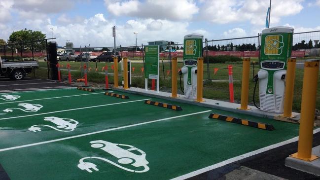 A charging bay at Hamilton, Brisbane, which is part of the state government’s Electric Superhighway. 