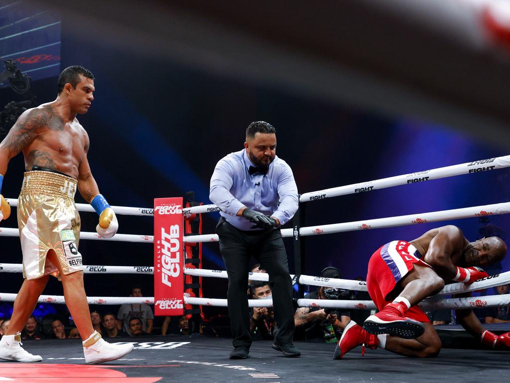 MMA veteran Vitor Belfort battered former boxing icon Evander Holyfield in a sad bout in 2021. Picture: Douglas P. DeFelice/Getty Images