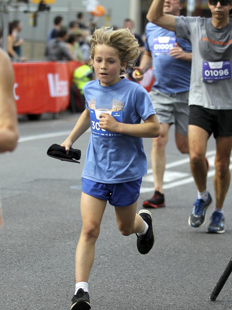 Nine-year-old Chase Window of Glengowrie nears the finish line. Picture: Dean Martin/AAP