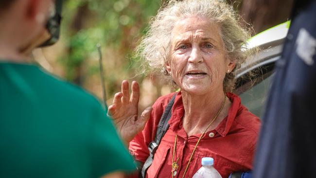 The moment missing hiker Maggie Dobbin was brought back to rescuers after being lost for two days and nights in Litchfield National Park. Picture: Glenn Campbell