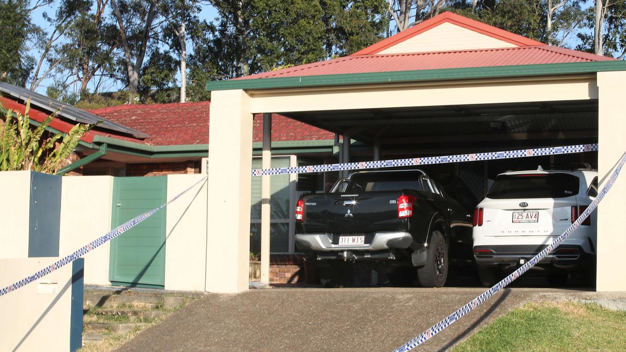 Police tape at the home that Ryan Bayldon-Lumsden shared with his family at Arundel. Picture: Glenn Hampson