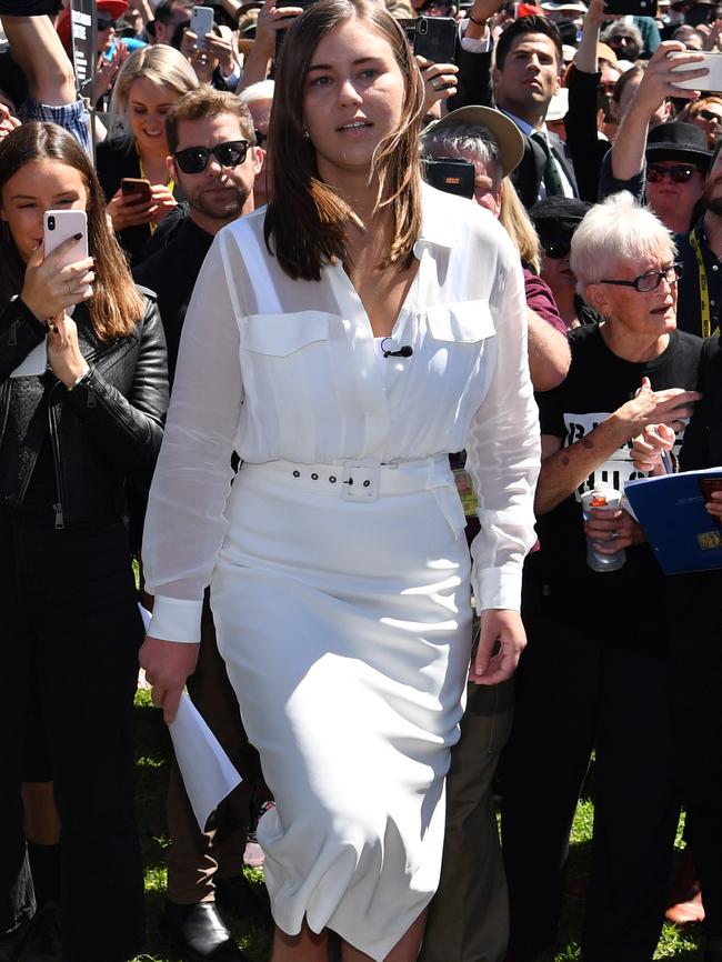 Higgins at the 2021 rally in Canberra. Picture: Getty Images