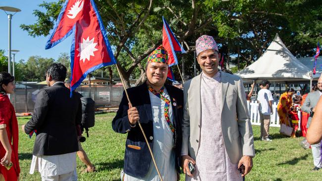 Anil Pokhrel President NRNA Australia and Prakash Sapkota Vice President NANT at the 2024 Darwin Nepalese Festival. Picture: Pema Tamang Pakhrin