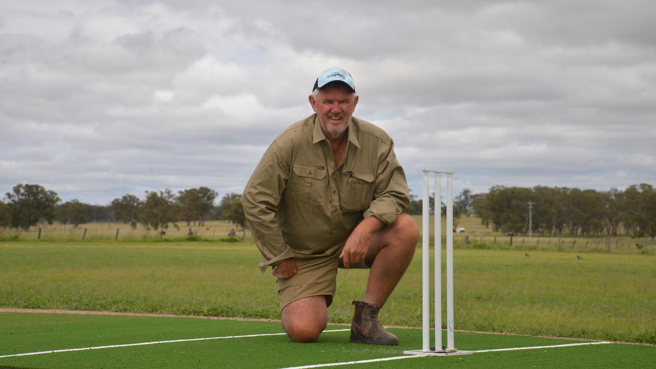 Greymare Hall Committee president Matt Cleary at the new synthetic wicket which will be used for the Warwick Australia Day Cricket Carnival on Saturday. Picture: Robyn Bonner