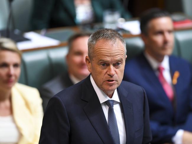 Mr Shorten tried to switch the battle from the government’s border protection strength to his preferred arenas of Malcolm Turnbull and the banking royal commission. Picture: AAP