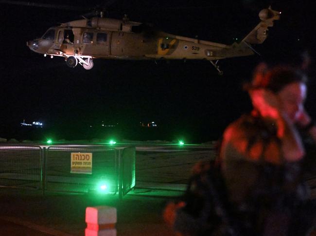 An Israeli military helicopter dropped off people injured in a drone attack that Hezbollah said it conducted from Lebanon this month. Picture: Rami Shlush/Reuters/WSJ