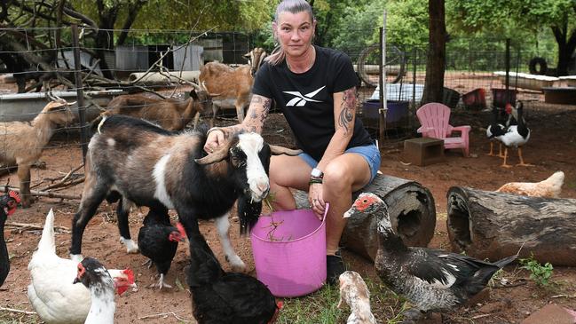 Michelle's Ark Animal Rescue Inc owner Michelle Bible, has been affected by the floods losing over $1000 worth of feed due to the flood waters. Picture: Shae Beplate.