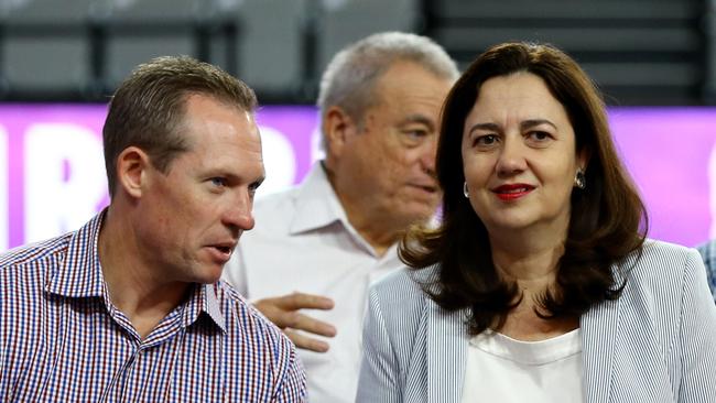 Mick de Brenni with Premier Annastacia Palaszczuk at a function in Brisbane last month. Picture: David Clark/AAP k