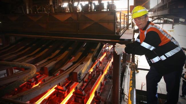 Opposition Leader Bill Shorten visits OneSteel at Whyalla. Picture Kym Smith