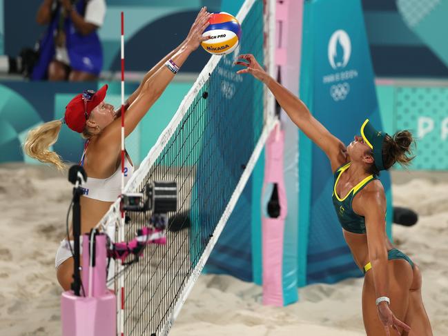 The Americans outplayed the Aussie pair under lights with their tactics to target Artacho del Solar proving successful. Picture: Michael Reaves/Getty Images