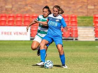 IN CONTROL: South West Queensland Thunder's Madison Franke shields the ball during the team's game against Souths United last weekend. Picture: DSL Photography