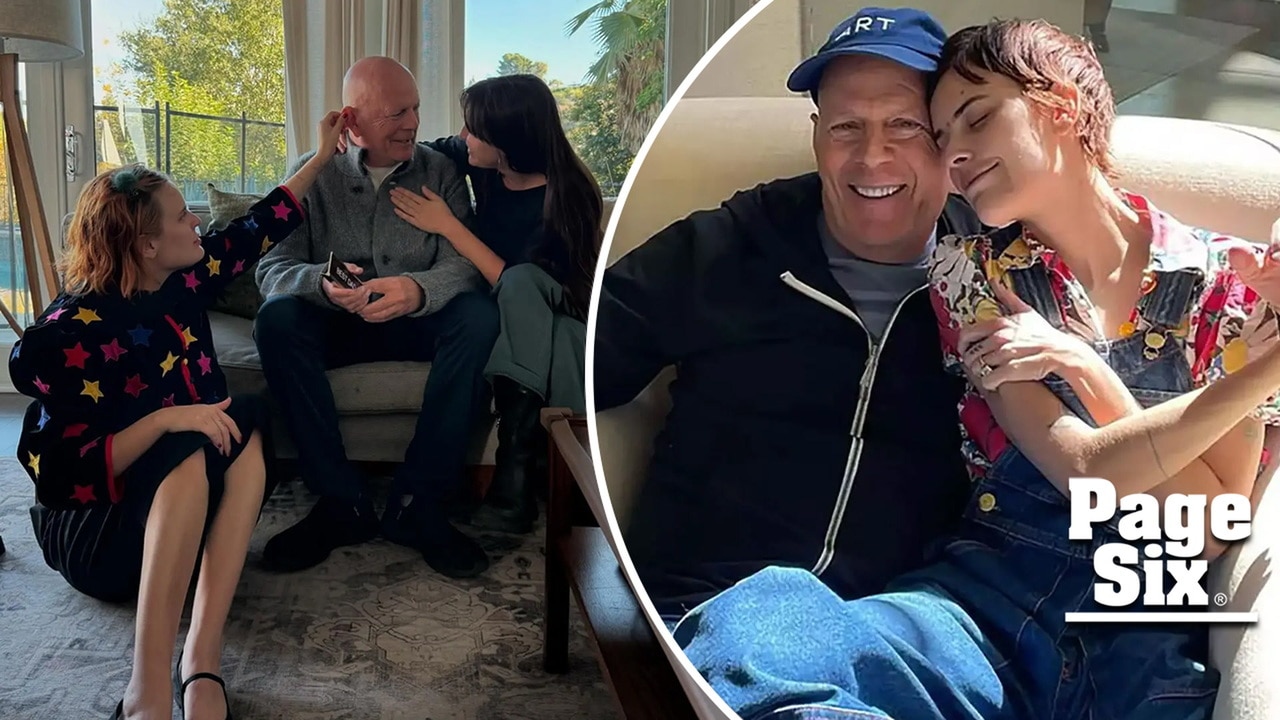 Bruce Willis poses with daughters Tallulah and Scout in rare Thanksgiving family photo