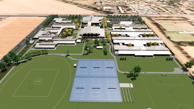 An aerial concept view of the new Aldinga School. Picture: State Government