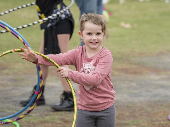 Isabelle Pascoe as a go in a Hellly Hoops session at the Toowoomba Royal Show, Saturday, April 1, 2023. Picture: Kevin Farmer