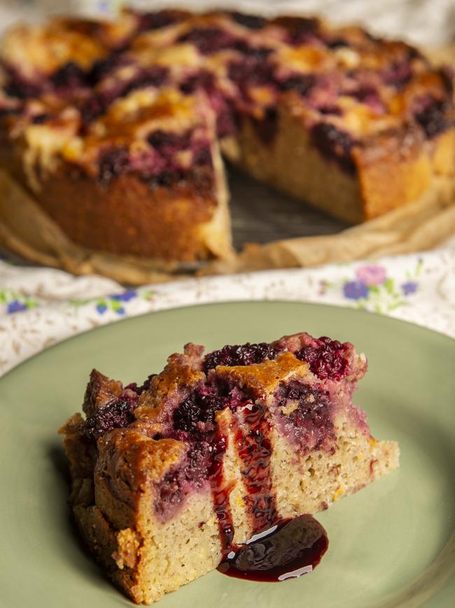 Slice: Blackberry and apple cake. Picture: Zoe Phillips