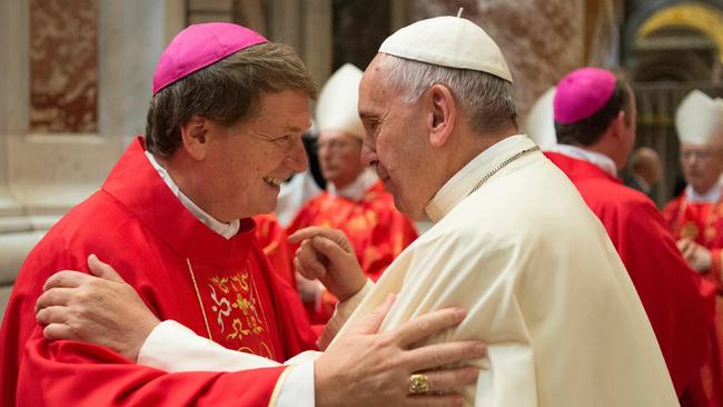 Sydney Archbishop Anthony Fisher meets Pope Francis.