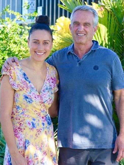 Footballer’s wife and anti-vaxxer Taylor Winterstein with anti-vaxxer Robert F. Kennedy Jr. in Samoa. Picture: Instagram