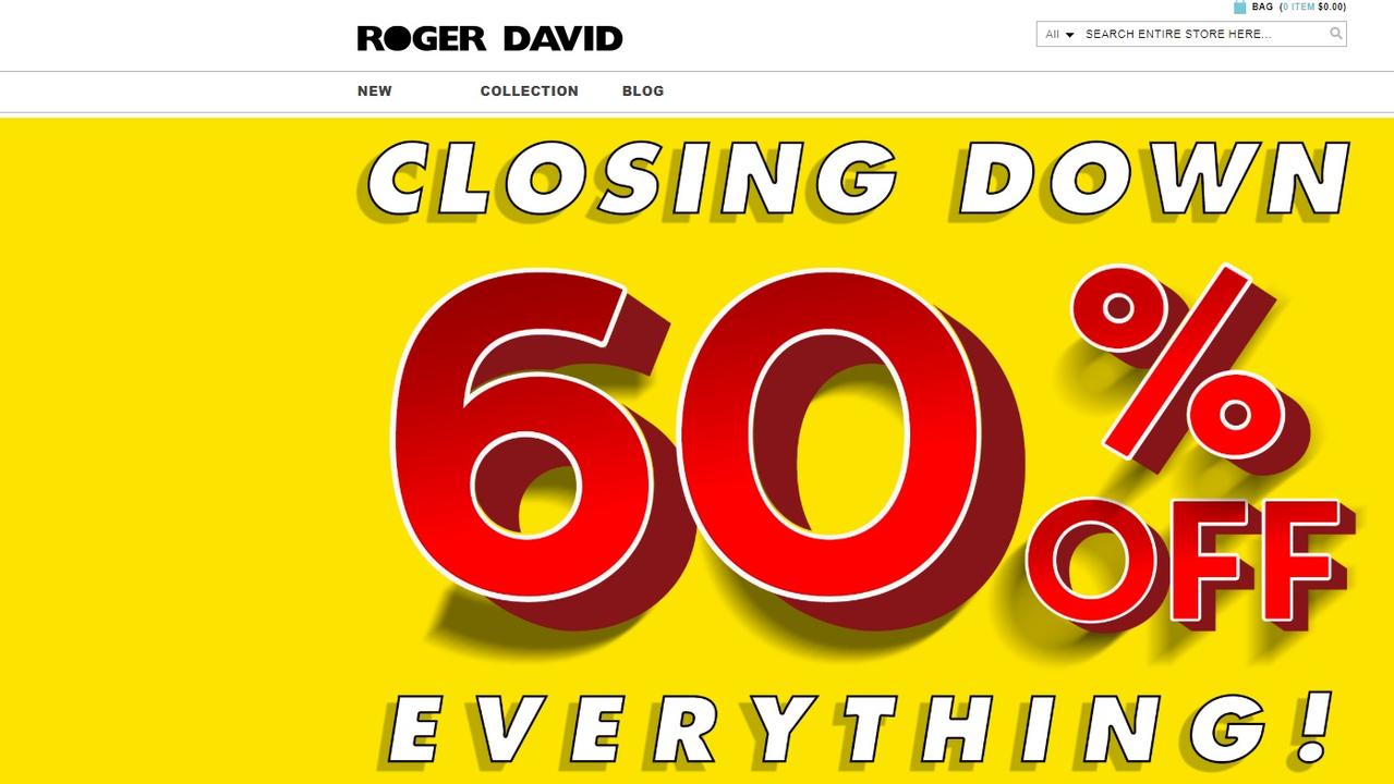 Roger David stores will close within weeks. Picture: rogerdavid.com.au