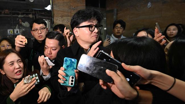 South Korea's ruling People Power Party leader Han Dong-hoon at the National Assembly in Seoul on Friday. Picture: AFP