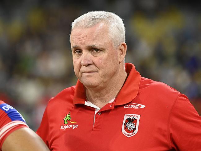 TOWNSVILLE, AUSTRALIA - MAY 13: Dragons coach Anthony Griffin looks on after losing the round 11 NRL match between North Queensland Cowboys and St George Illawarra Dragons at Qld Country Bank Stadium on May 13, 2023 in Townsville, Australia. (Photo by Ian Hitchcock/Getty Images)