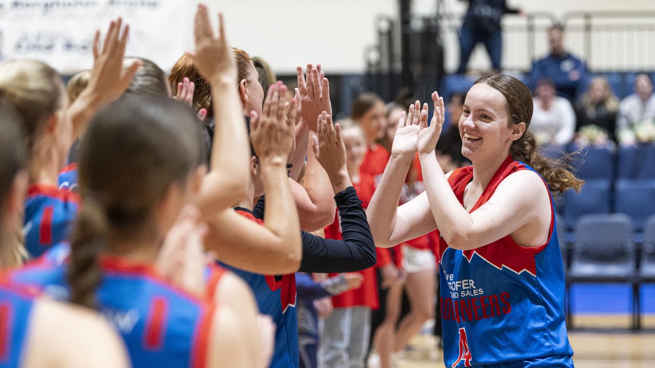 Halle Shipton takes to the court for the Toowoomba Mountaineers before the game against Northside Wizards in QSL Division 1 Women round 2 basketball at Clive Berghofer Arena, St Mary's College, Sunday, April 21, 2024. Picture: Kevin Farmer