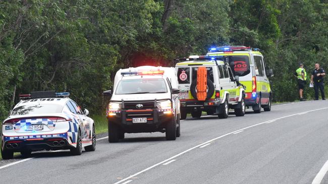 Two people have died after a vehicle was located upside down after a single-vehicle crash on the Bruce Highway in Damper Creek, located about 1 km north of Conn Creek bridge. Picture: Cameron Bates