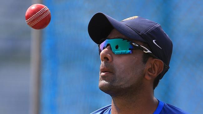 Indian spinner Ravichandran Ashwin gets some time in the nets ahead of the First Test in Adelaide. Picture: Getty Images