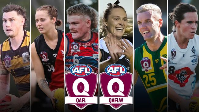 Standout performers from the latest round of QAFLW and QAFL. Pictures: Highflyer Images and Brooke Sleep Media.