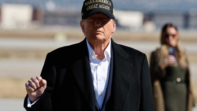 Mr Trump on the tarmac in Albuquerque. Picture: Chip Somodevilla/Getty Images via AFP