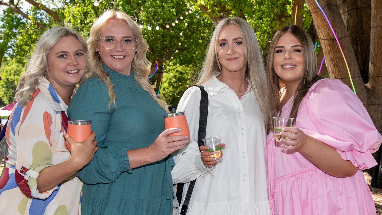 Kirsty Gale (left), Melanie McLean, Tyla Mitchell and Macy Lebsanft, Toowoomba Carnival of Flowers Festival of Food and Wine, Saturday, September 14th, 2024. Picture: Bev Lacey