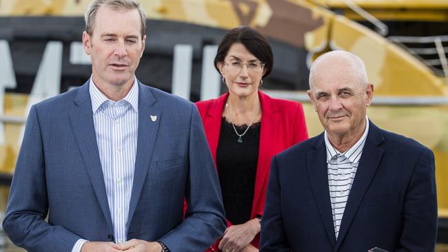 Minister for Infrastructure and Transport Michael Ferguson announces Roche Brothers as the successful tender for the Derwent River Ferry service trail. Picture: Richard Jupe