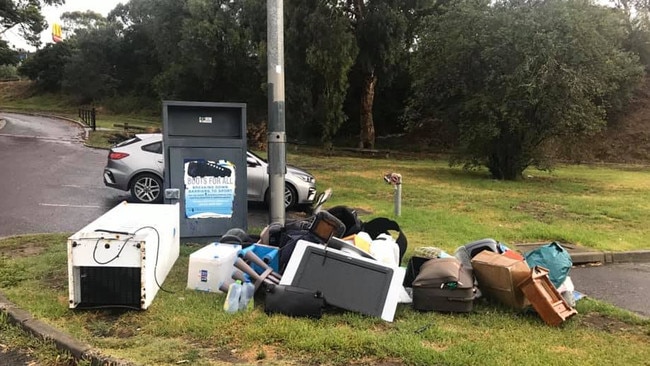 Hard rubbish illegally dumped at Whatmough Park on Saturday, February 15.